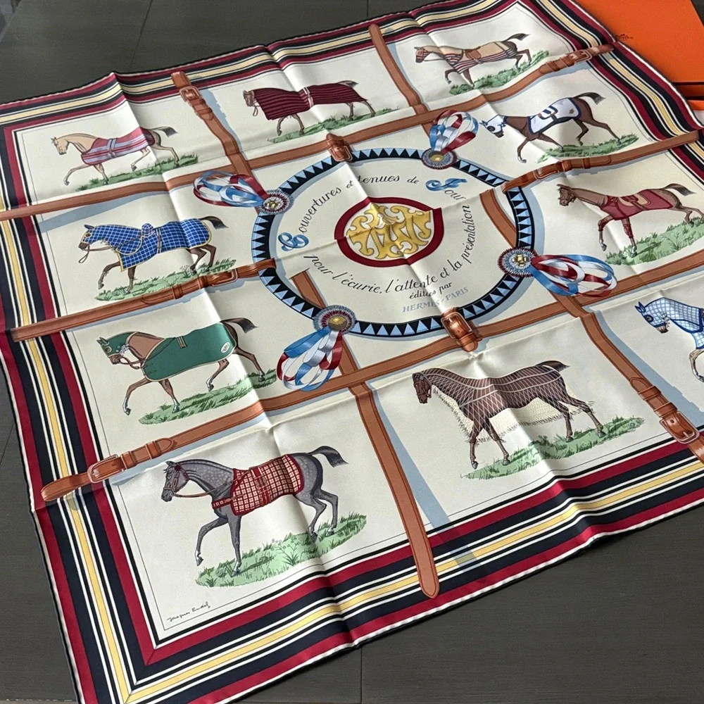 HERMES COUVERTURES ET TENUES DE JOUR FOREVER SCARF 90 SILK TWILL - Picture 3 of 10